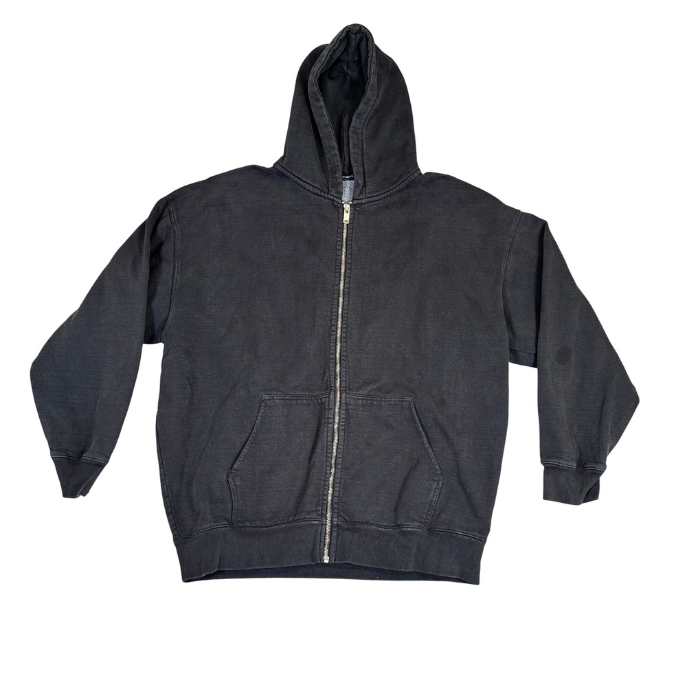Brandy Melville Oversized Full Zip Hoodie Faded Black Fleece Sweatshirt